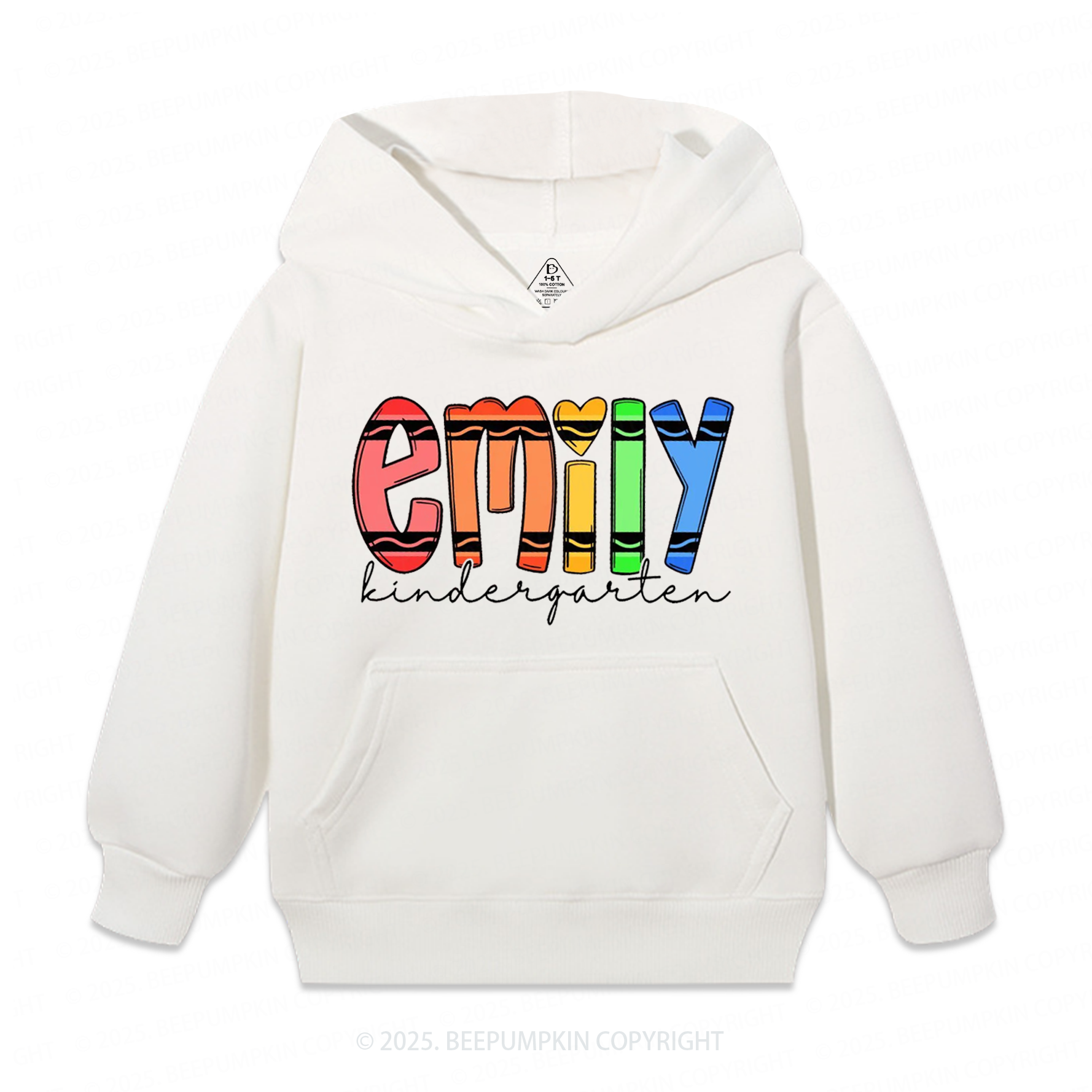 Personalized Colored Crayon Name Kid's Hoodies Beepumpkin