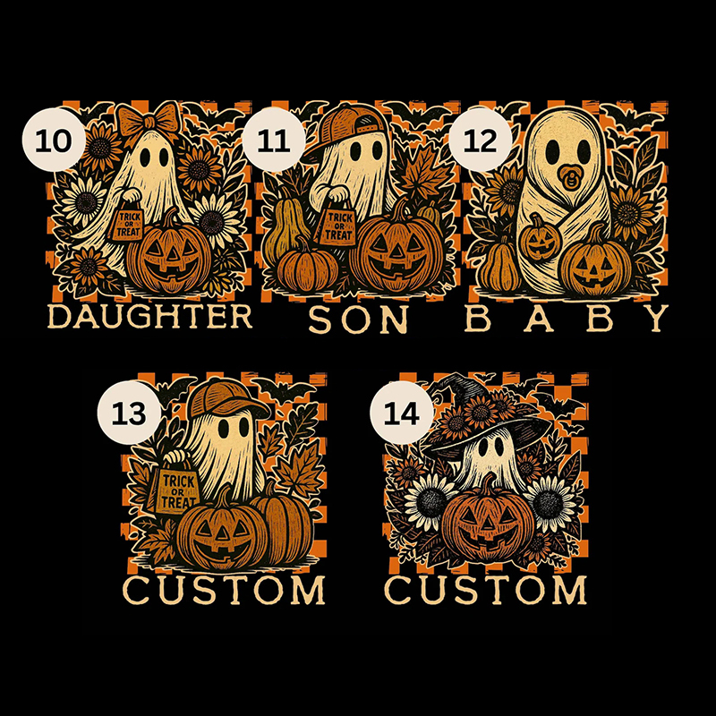 Personalized Pumpkin Patch Ghosts Halloween Family Matching Shirts