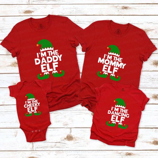 Personalized Funny Elf Christmas Family Matching T-Shirts Beepumpkin