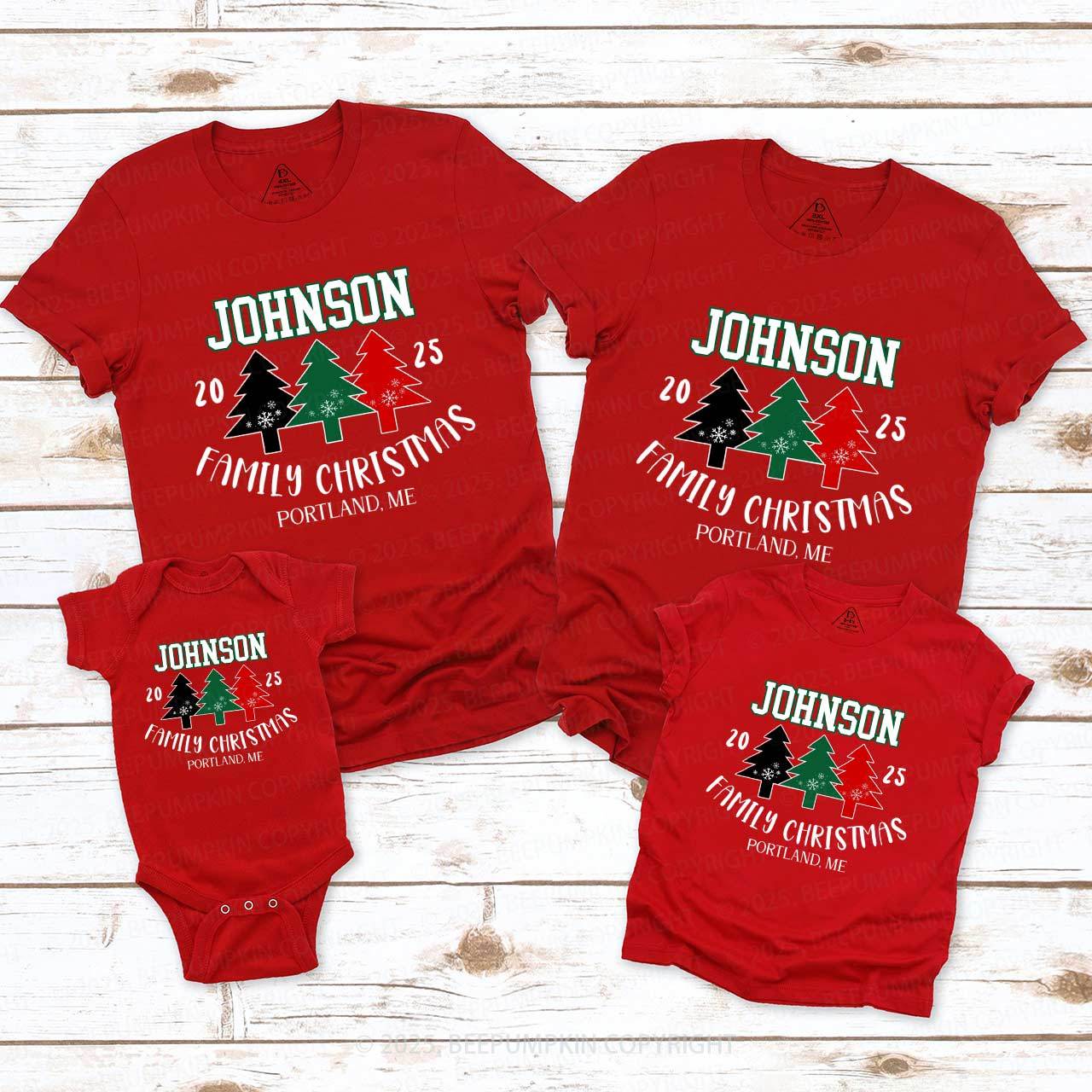 Personalized Christmas Tree Family Matching T-Shirts Beepumpkin