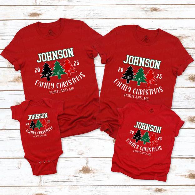 Personalized Christmas Tree Family Matching T-Shirts Beepumpkin