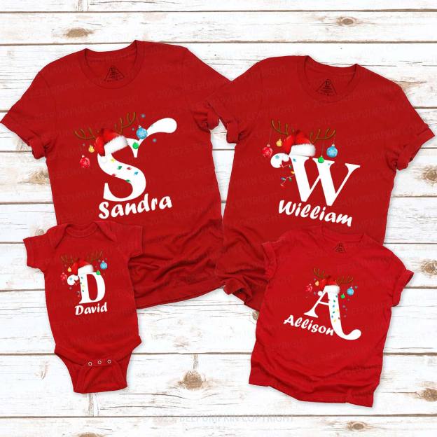 Personalized Merry Christmas Bells Name Family Matching T-Shirts Beepumpkin