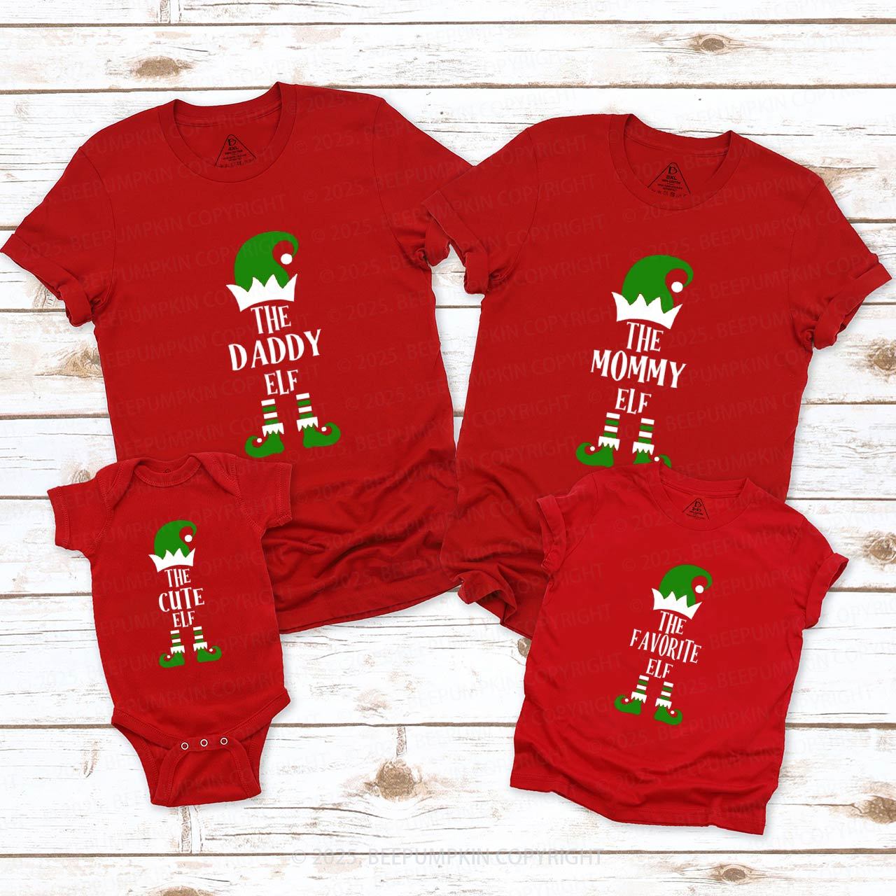Personalized Christmas The Elf Family Matching T-Shirts Beepumpkin