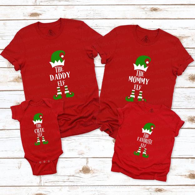 Personalized Christmas The Elf Family Matching T-Shirts Beepumpkin