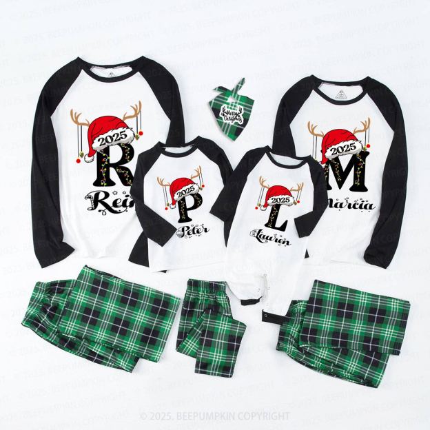 Personalized Holiday Monogrammed Name Family Matching Pajamas