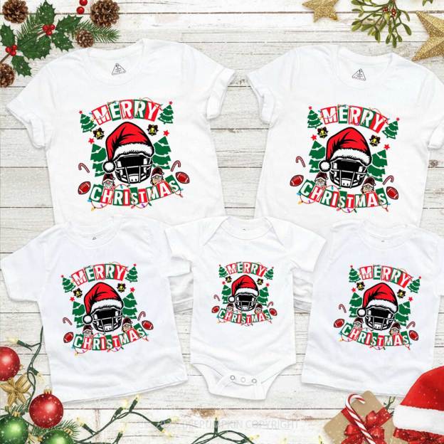 Football Christmas Family Matching T-Shirts Beepumpkin