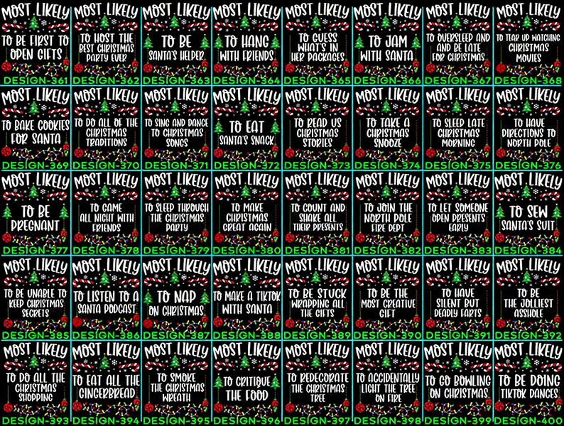 360 Quotes Most Likely To Christmas Family Matching Shirt