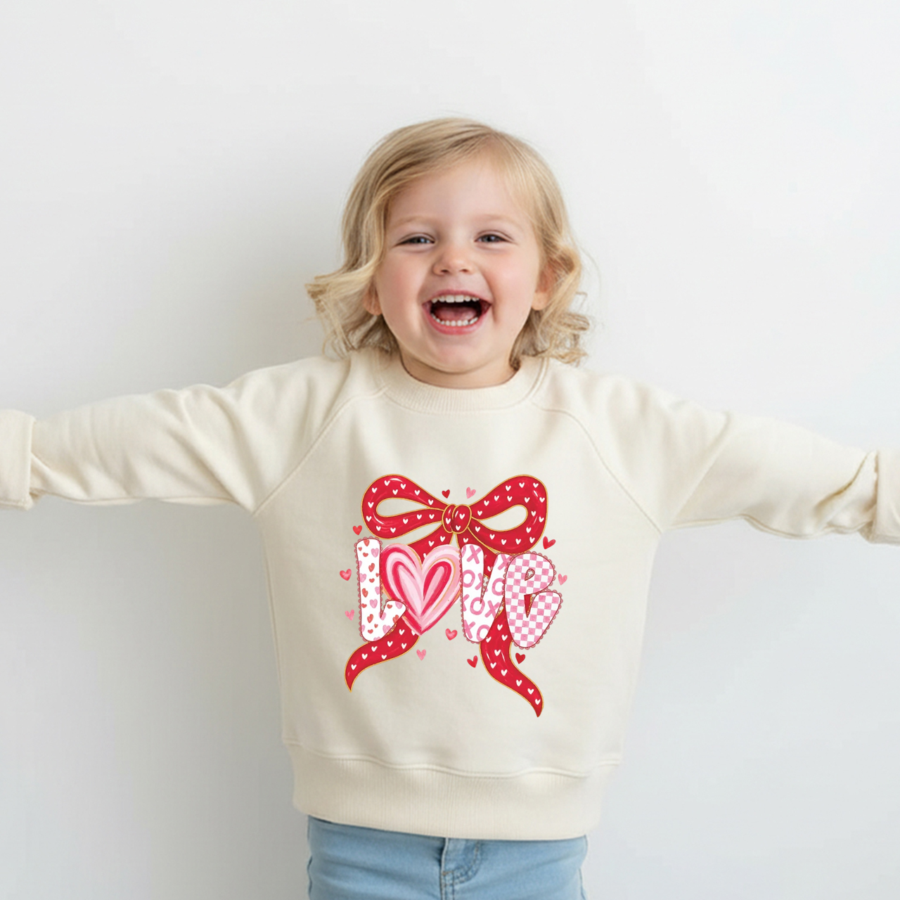 Coquette Bow Love Valentine's Day Kid's Sweatshirt