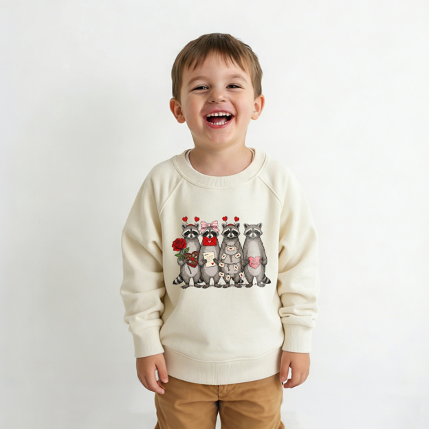 Feral Raccoon Valentine's Day Kid's Sweatshirt