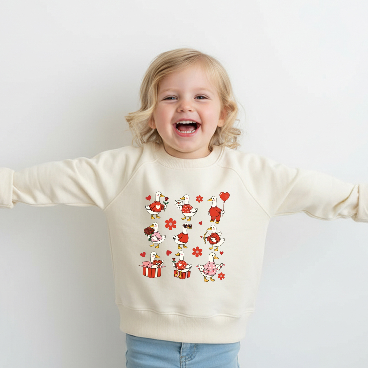 Lovely Goose Valentine's Day Kid's Sweatshirt
