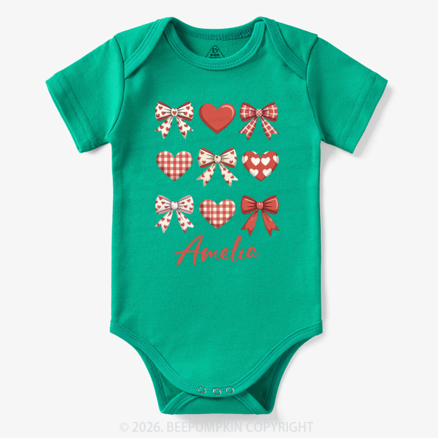 Personalized Bow Heart Valentine's Day Bodysuit