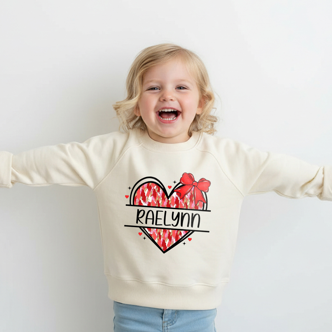 Personalized Heart Name Valentine's Day Kid's Sweatshirt