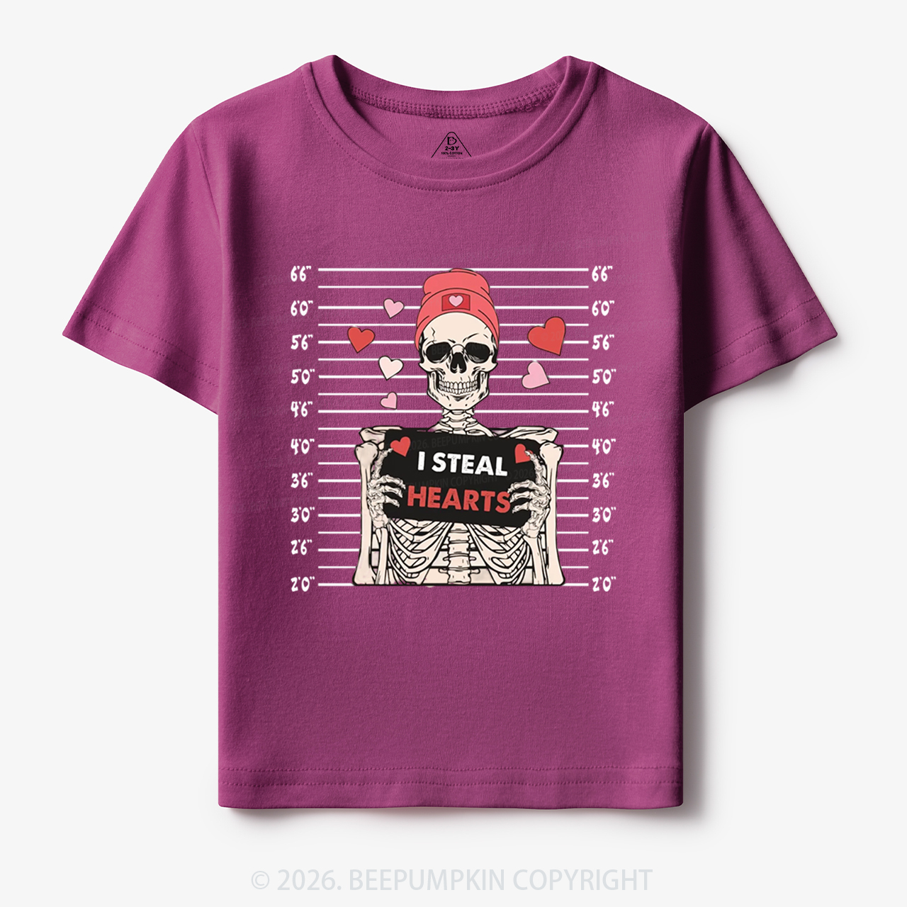 I Steal Hearts Skeleton Valentine's Day Toddler&Kid's Tees Beepumpkin