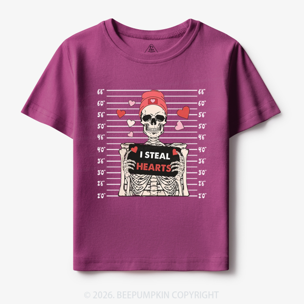 I Steal Hearts Skeleton Valentine's Day Toddler&Kid's Tees Beepumpkin
