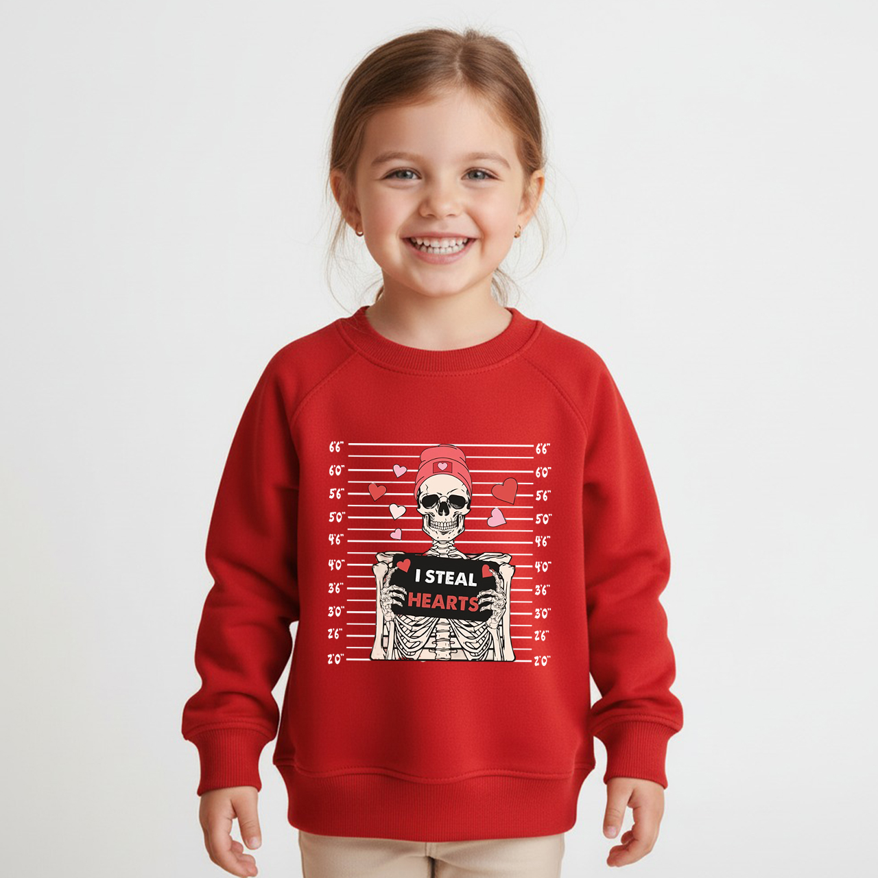 I Steal Hearts Skeleton Valentine's Day Kid's Sweatshirt