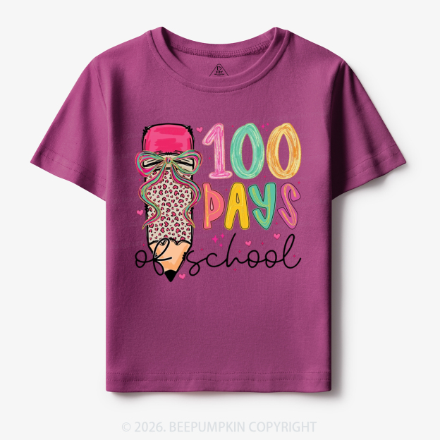 Bow Pencil 100 Days Of  School  Edition Toddler&Kid's Tees