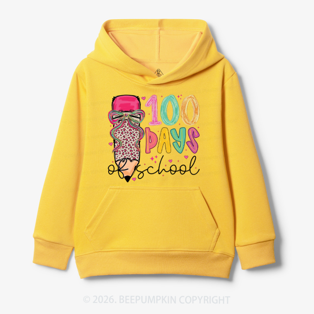 Bow Pencil 100 Days Of  School  Edition Toddler&Kid's Hoodies