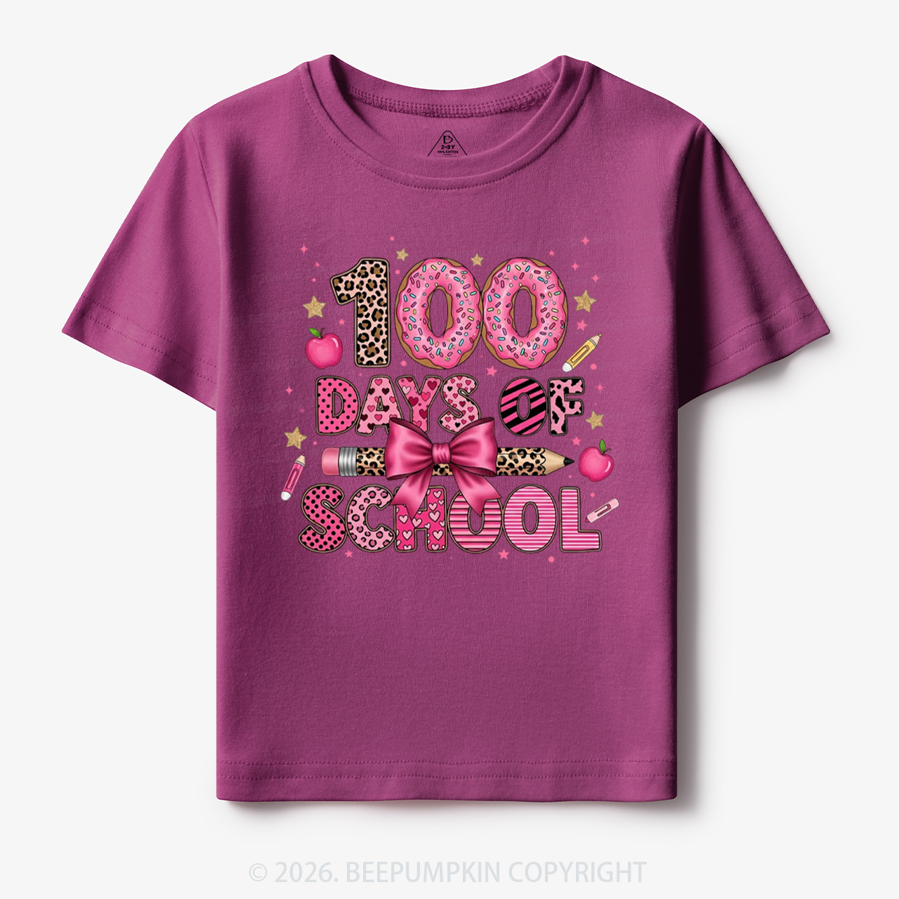Preppy Pink Bow 100 Days Of School Toddler&Kid's Tees