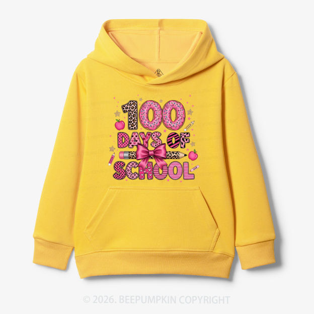 Preppy Pink Bow 100 Days Of School Toddler&Kid's Hoodies