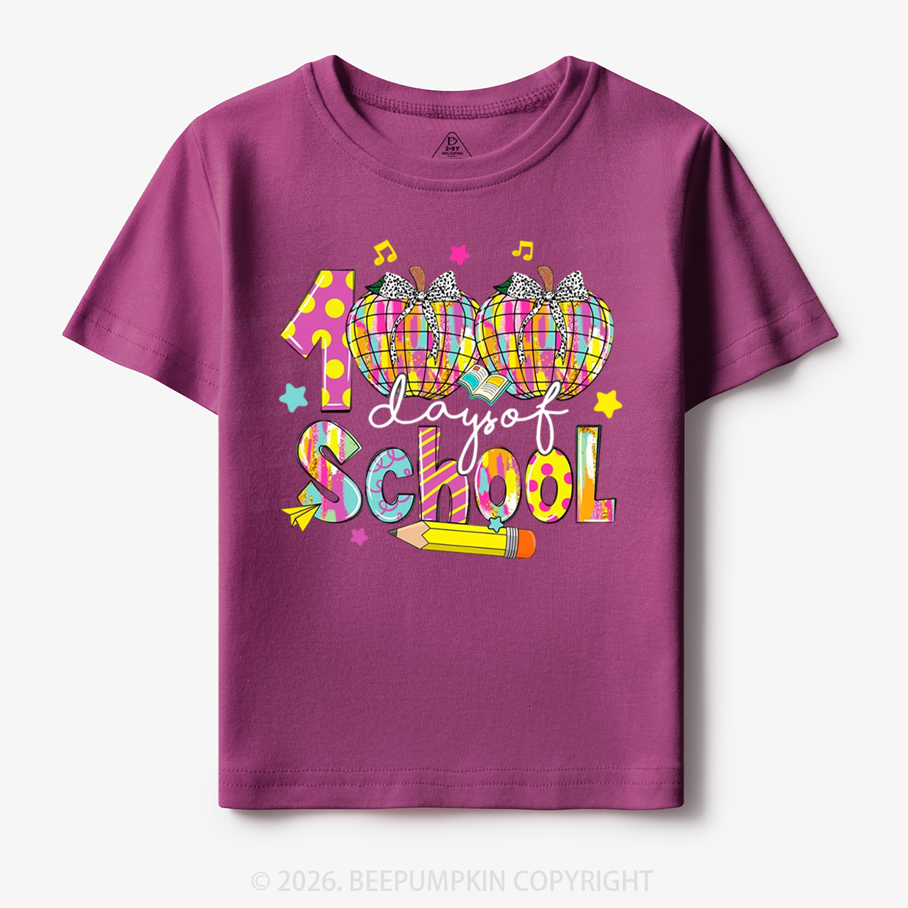 Bow & Plaid 100 Days of School Toddler&Kid's Tees