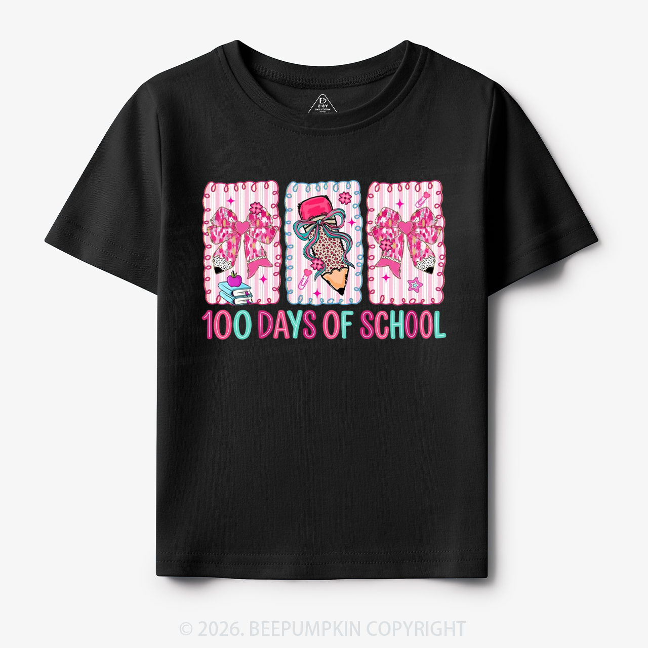 100 Days of School Coquette Bow Pencil Toddler&Kid's Tees
