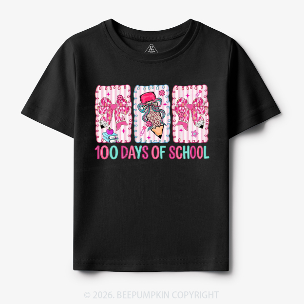 100 Days of School Coquette Bow Pencil Toddler&Kid's Tees