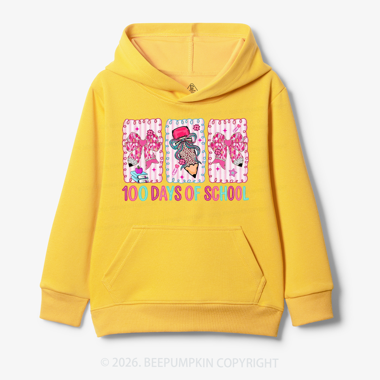 100 Days of School Coquette Bow Pencil Toddler&Kid's Hoodies