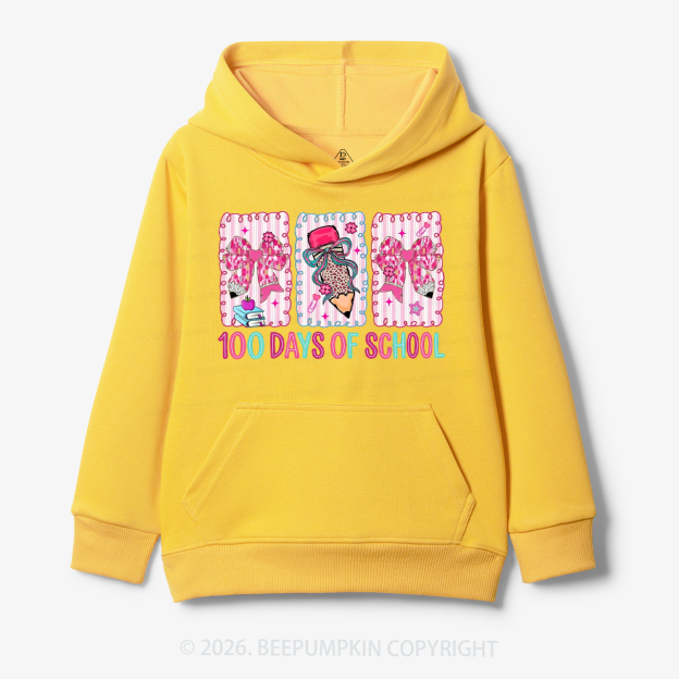 100 Days of School Coquette Bow Pencil Toddler&Kid's Hoodies