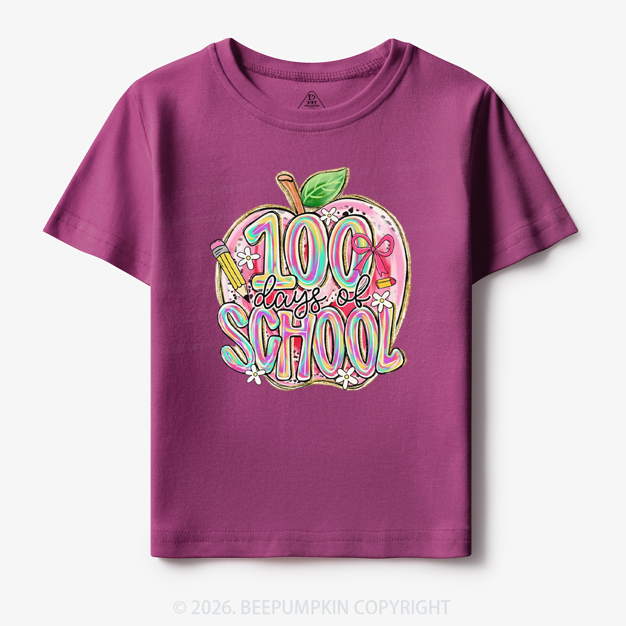 Pink Apple 100 Days of School Toddler&Kid's Tees