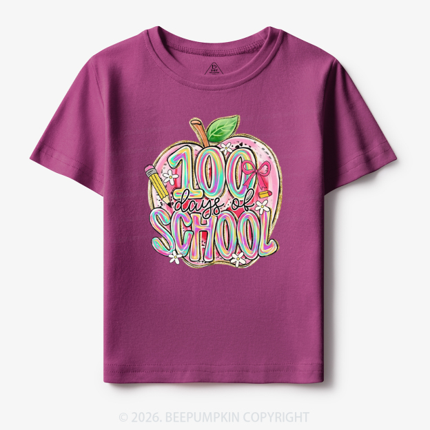 Pink Apple 100 Days of School Toddler&Kid's Tees