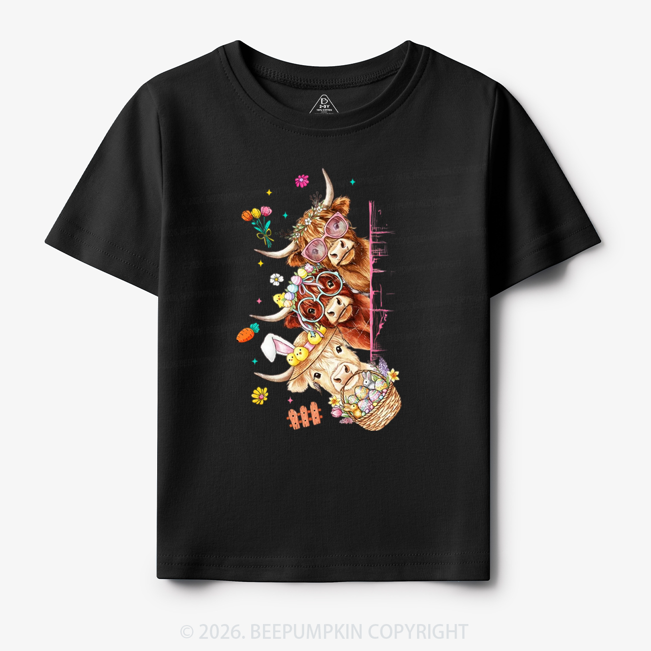 Easter Day Highland Cow&Bunny Toddler&Kid's Tees
