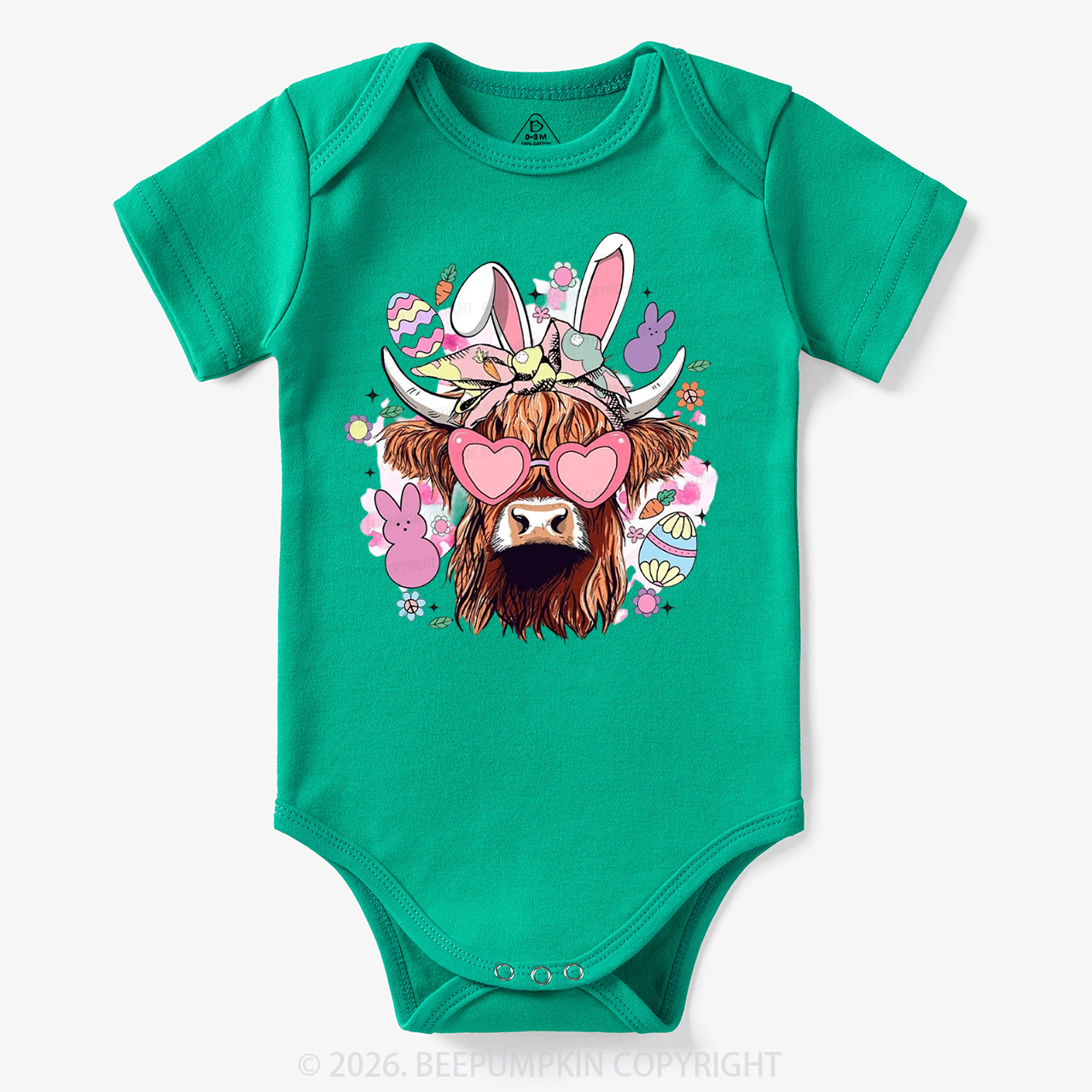 Easter Cute Highland Cow Bodysuit