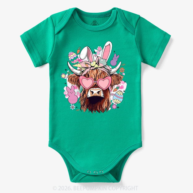 Easter Cute Highland Cow Bodysuit
