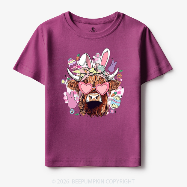 Easter Cute Highland Cow Toddler&Kid's Tees
