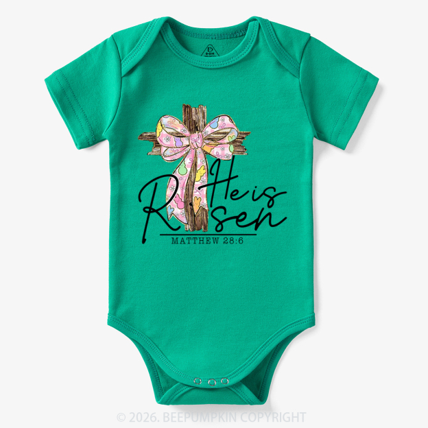 He Is Risen Easter Coquette Bow Bodysuit