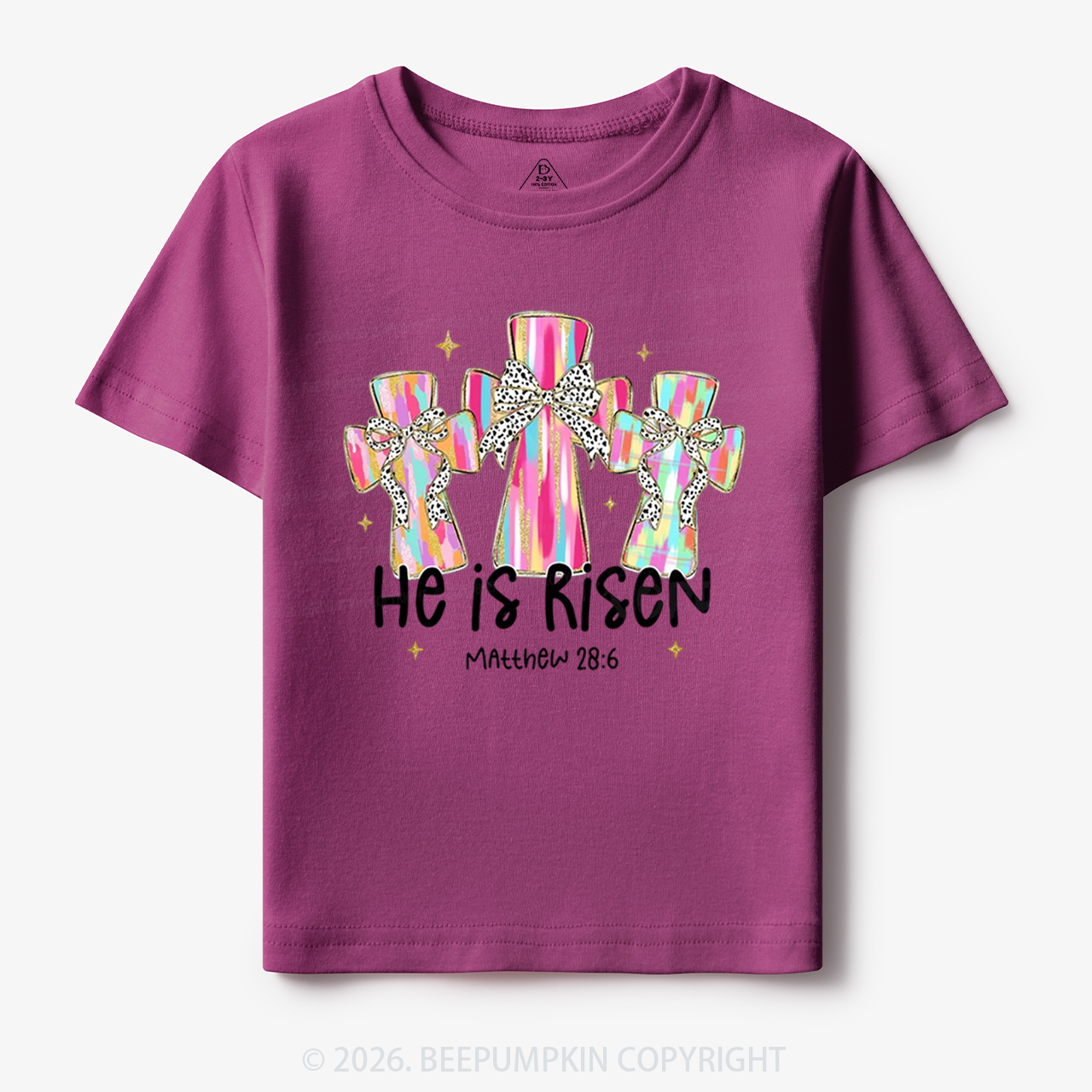 He Is Risen Easter Cross Toddler&Kid's Tees