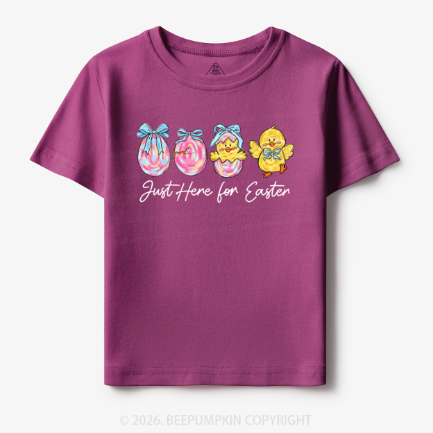 Just Here For Easter Pastel Eggs Coquette Toddler&Kid's Tees