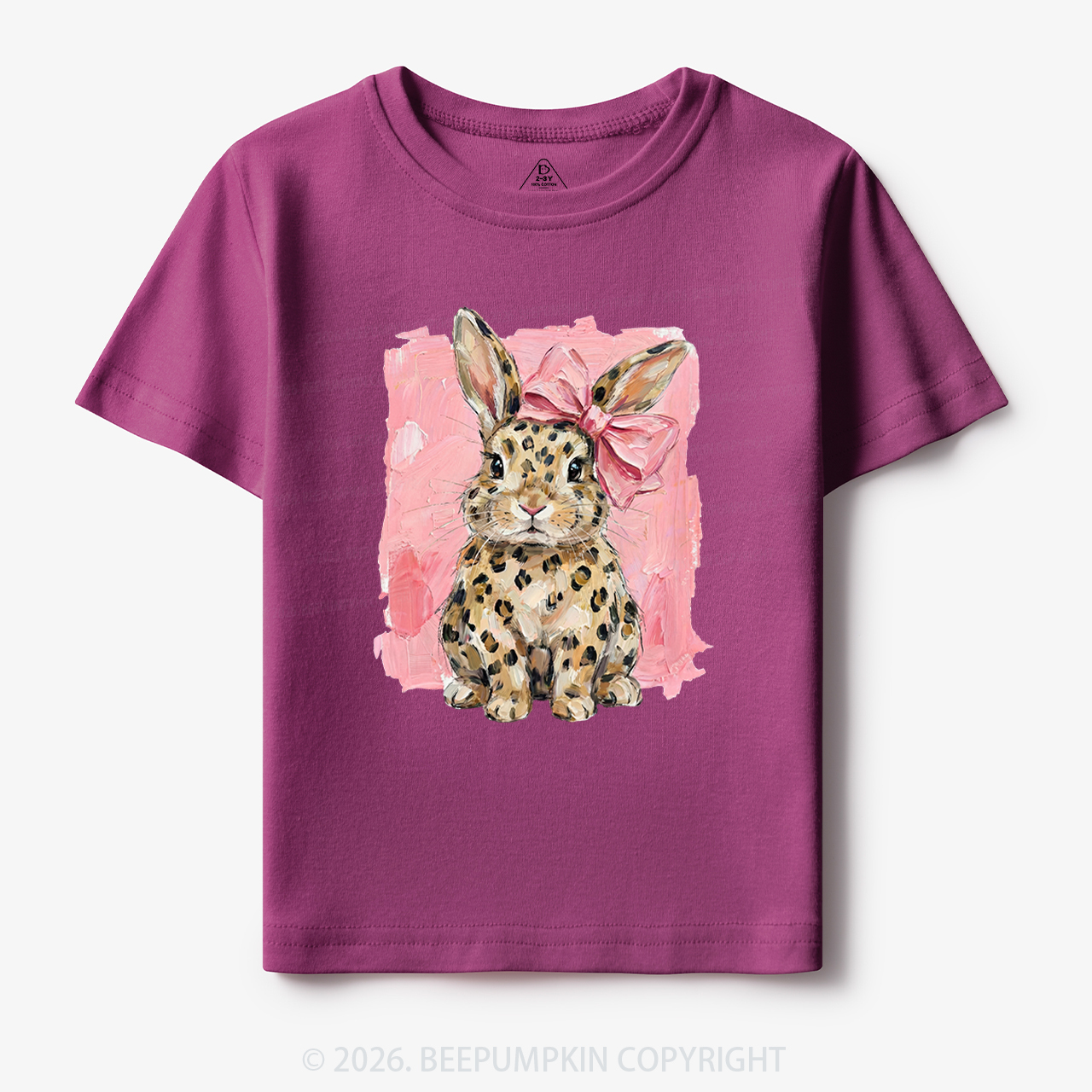 Oil Paint Leopard & Pink Bow Coquette Bunny Toddler&Kid's Tees