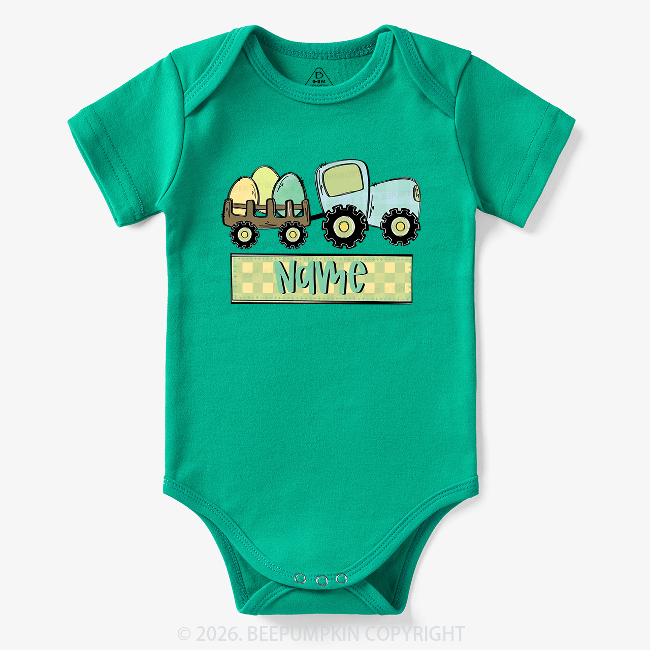Personalized Name Easter Tractor Bodysuit