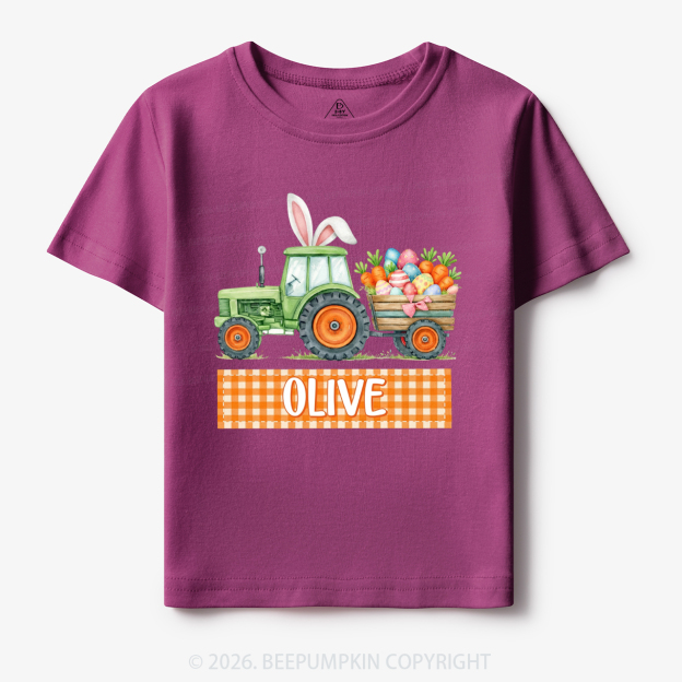 Personalized Name Easter Tractor Farm Toddler&Kid's Tees
