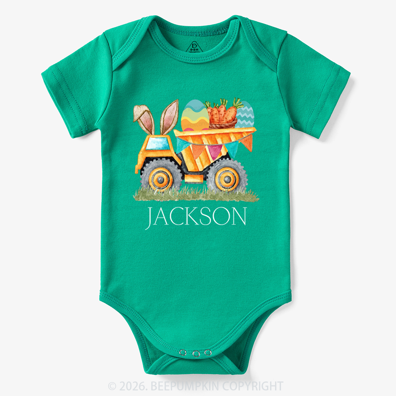 Personalized Name Easter Dump Truck Bodysuit
