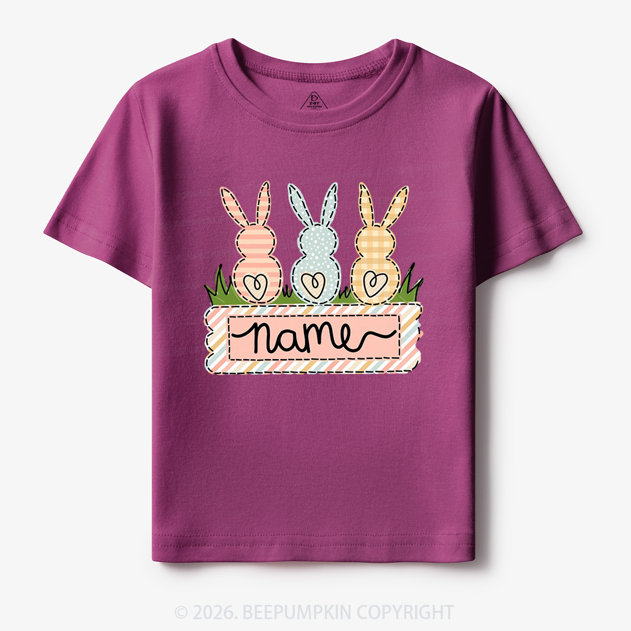 Personalized Name Easter Bunny Trio Girl Toddler&Kid's Tees