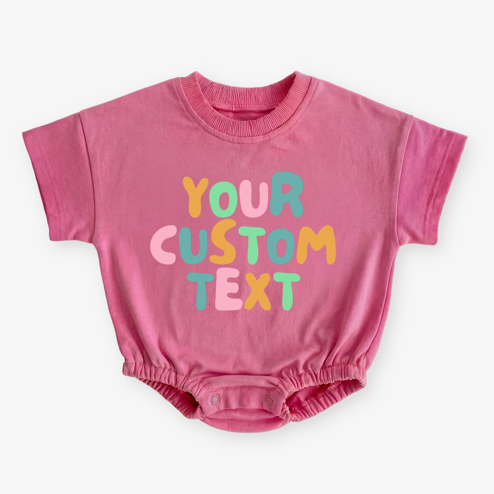 Personalized Colorful Name Short Sleeve Baby Bubble Romper