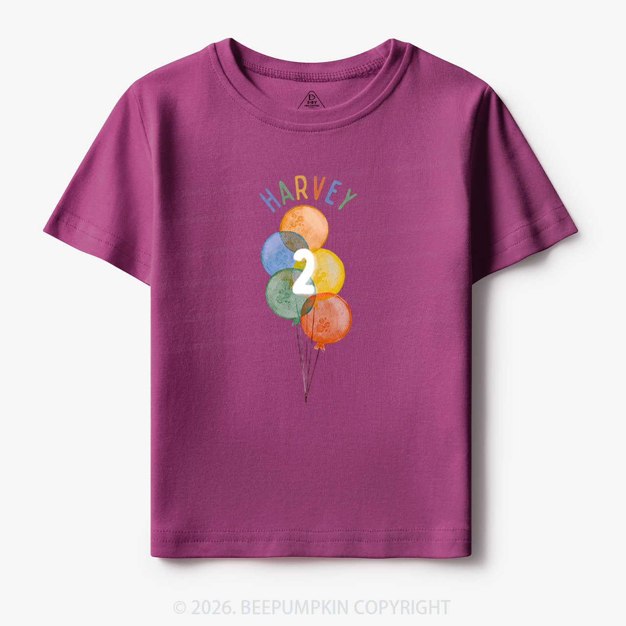 Personalized Rainbow Balloon Birthday Toddler&Kid's Tees