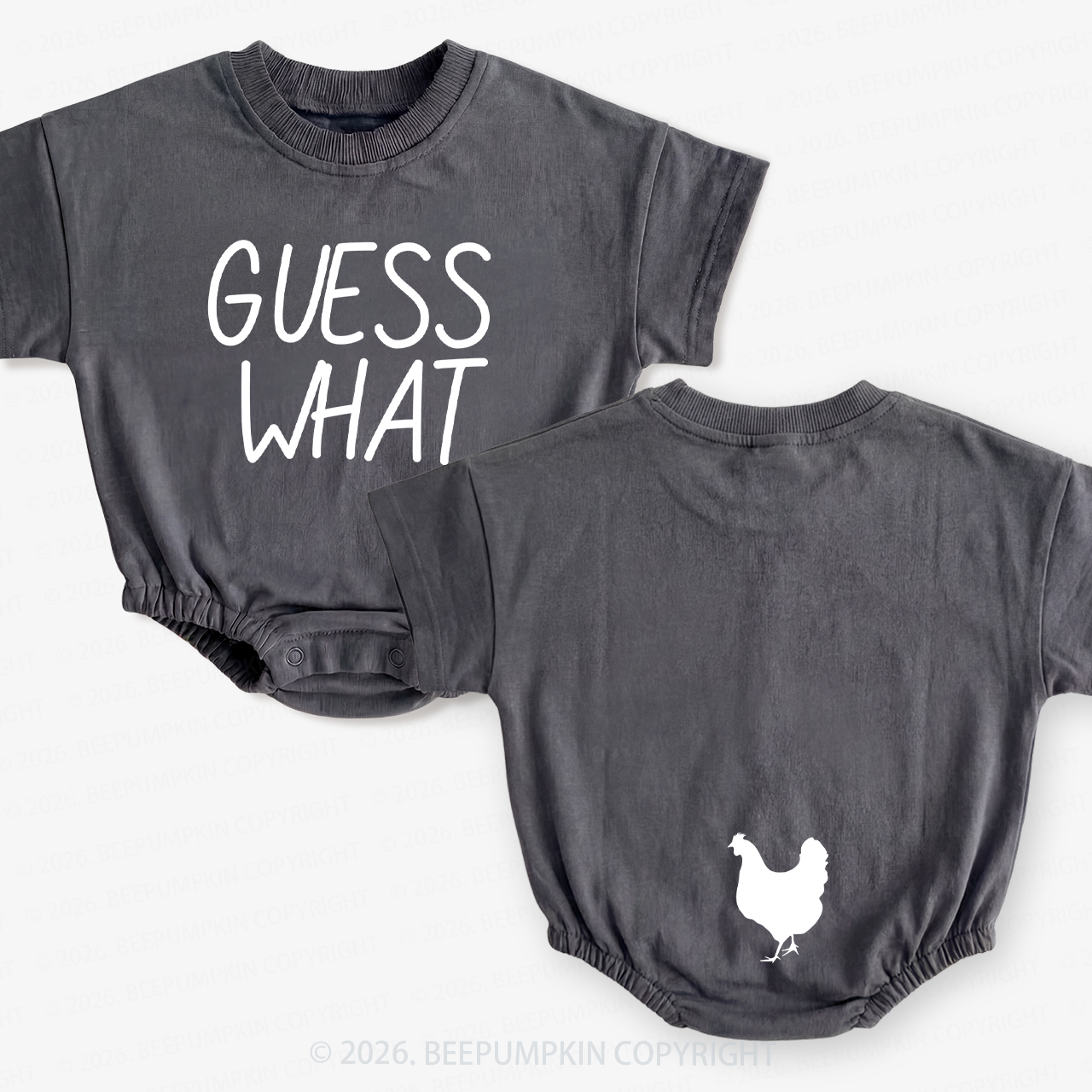 Guess What Chicken Butt Short Sleeve Baby Bubble Romper