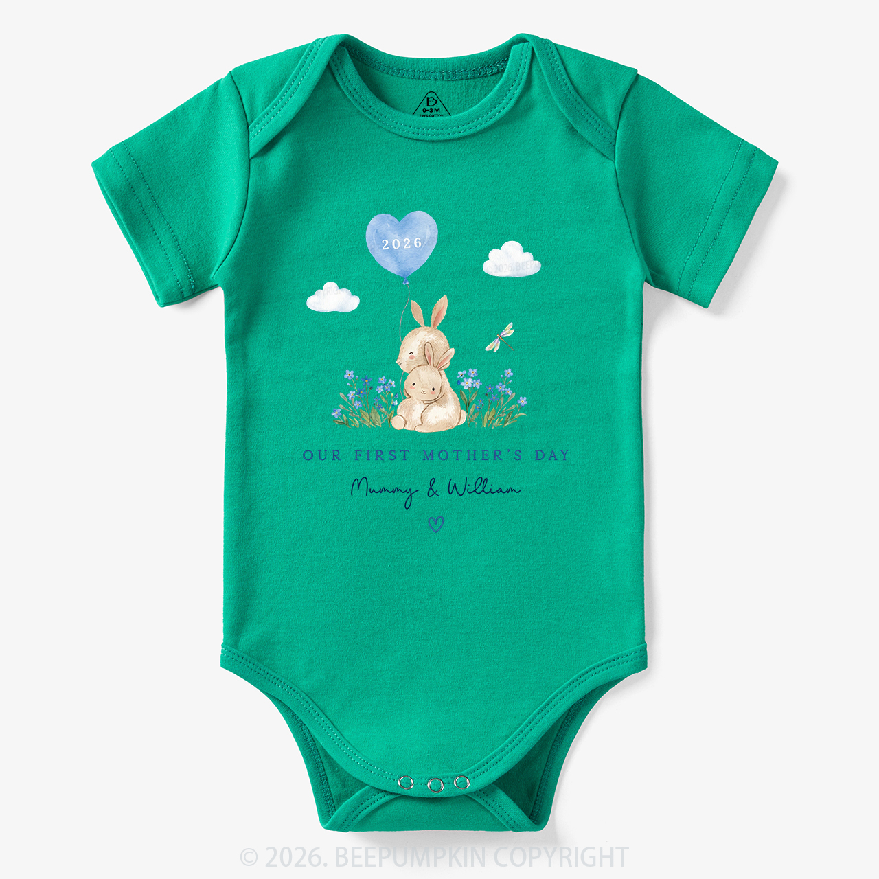 Personalized Our First Mother's Day Rabbit Together Bodysuit
