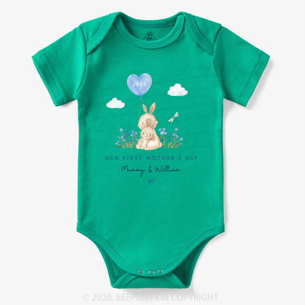 Personalized Our First Mother's Day Rabbit Together Bodysuit