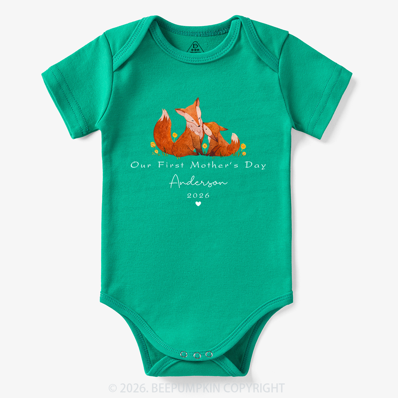 Personalized First Mother's Day Fox Bodysuit