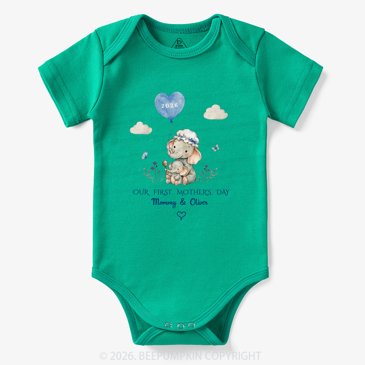 Personalized First Mother's Day Elephant Bodysuit