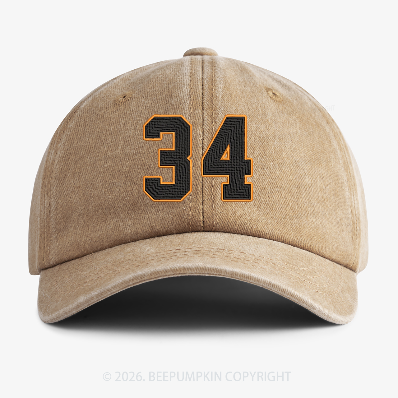 Personalized Number Embroidered Washed Baseball Cap For Kids